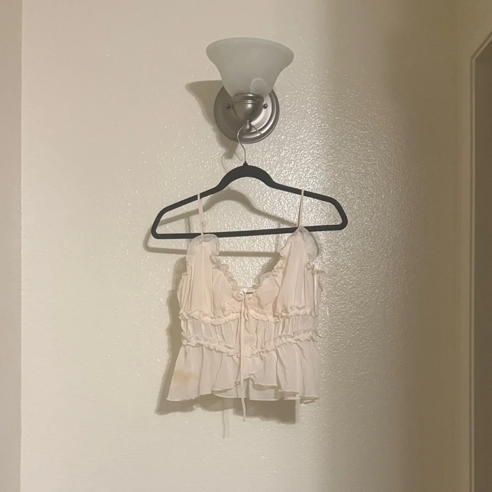 Privy Cream Ruffle Crop Top - Picture 1 of 1